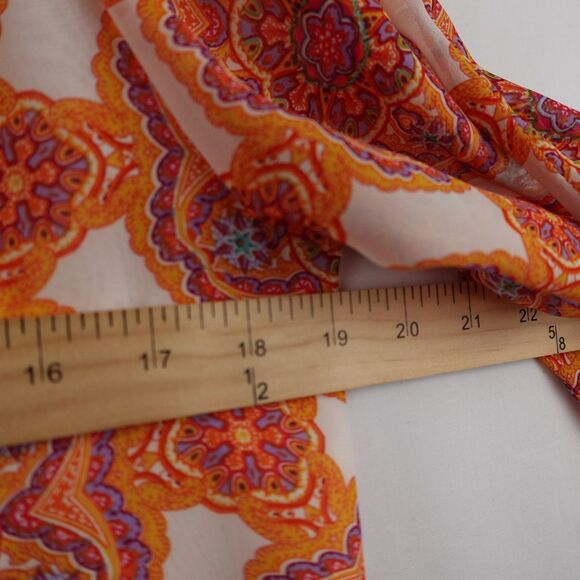 Peck & Peck Blouse Women's Medium Orange White Medallion Lined Fall Halloween - Picture 5 of 11